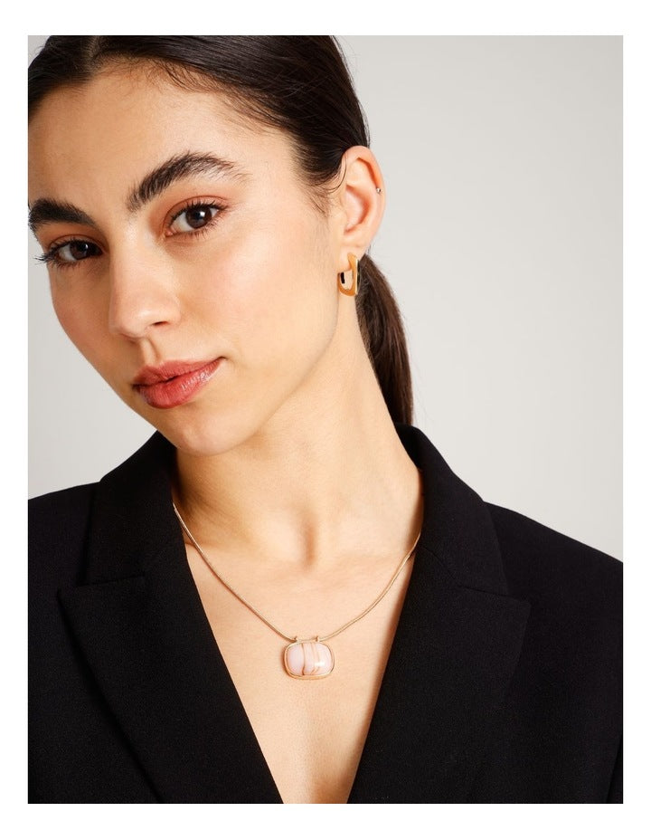 Gem Pendant Necklace in Blush