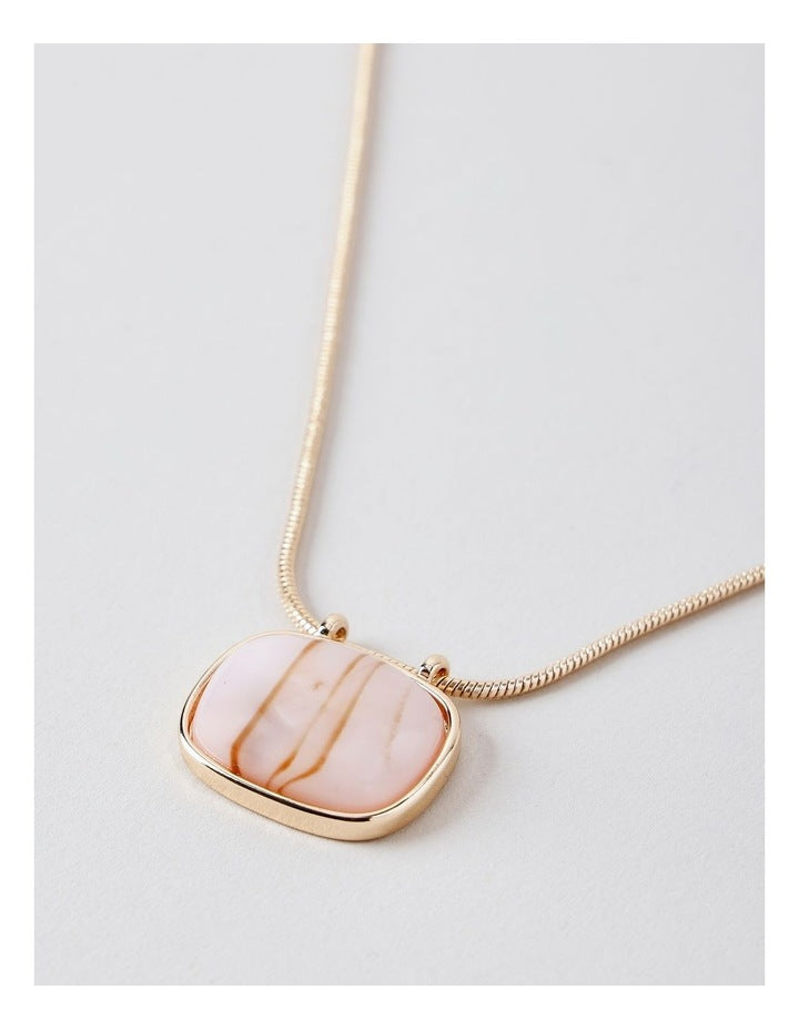 Gem Pendant Necklace in Blush