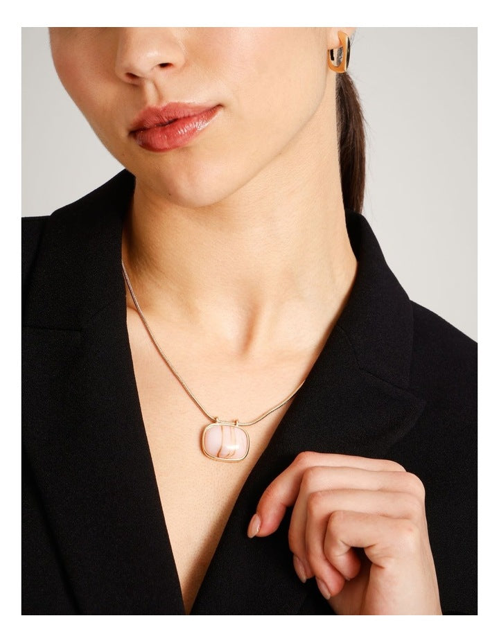 Gem Pendant Necklace in Blush