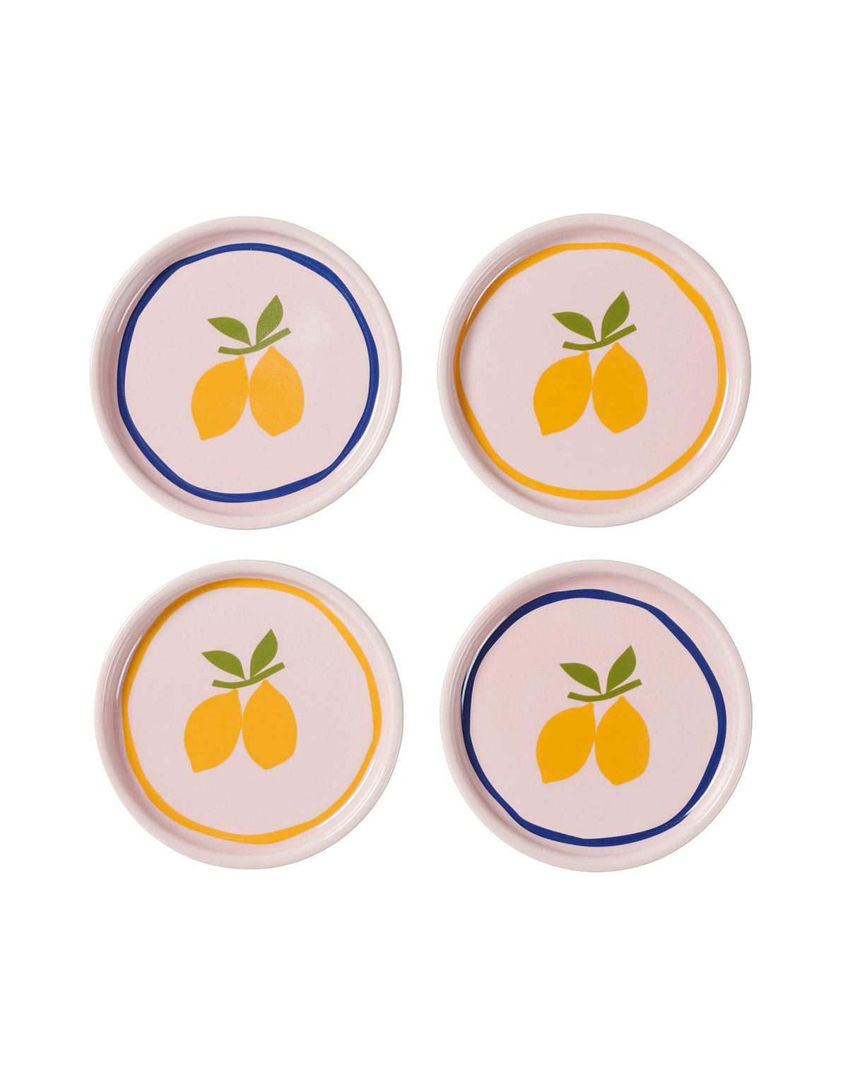 Pink Lemon 10cm Coasters Set of 4 New Bone China