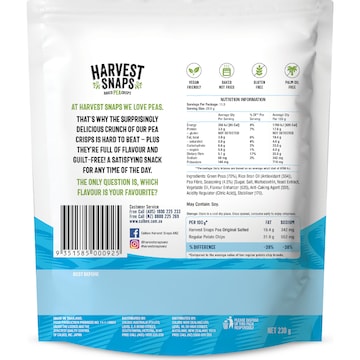 Harvest Snaps Baked Pea Crisps Original Salted 230g