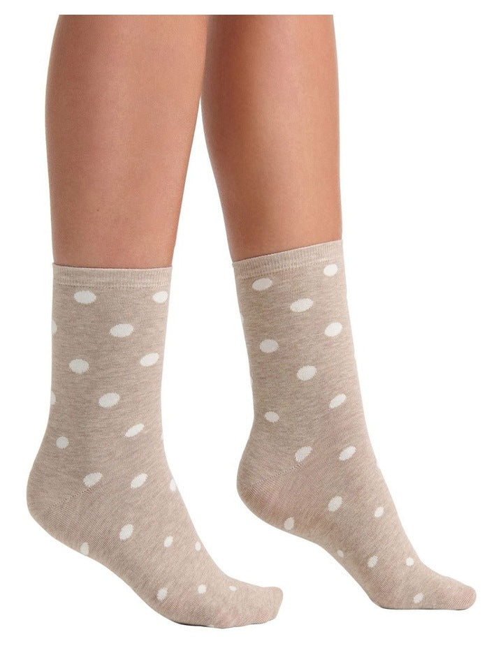 Gigi Spot Crew Sock in Oatmeal