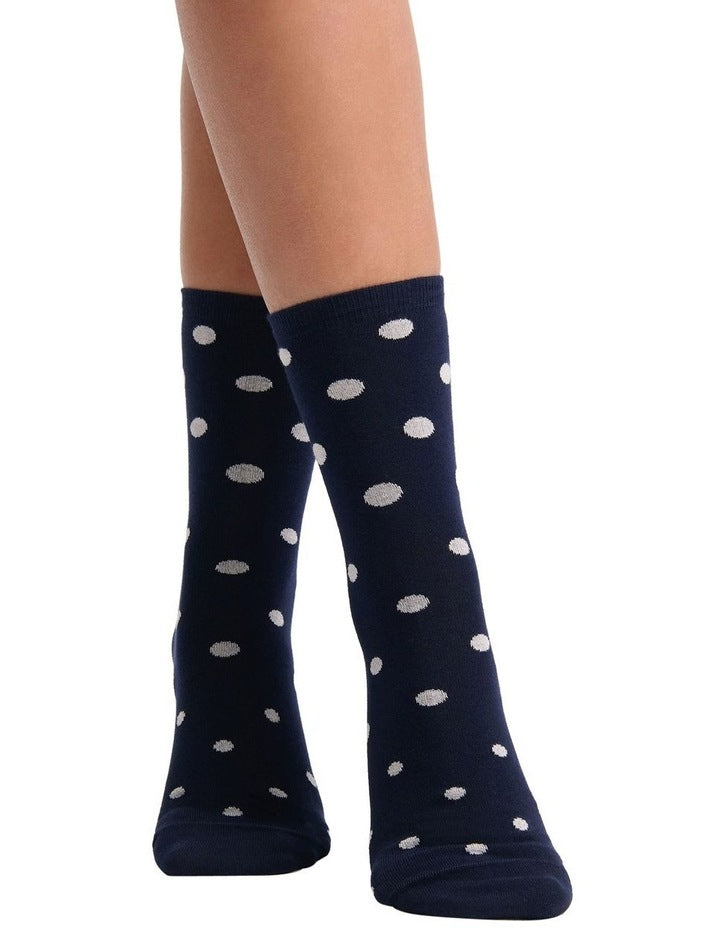 Gigi Spot Crew Sock in Navy