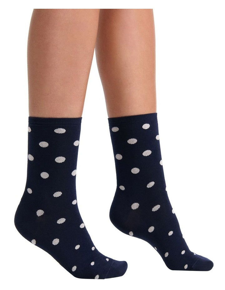 Gigi Spot Crew Sock in Navy