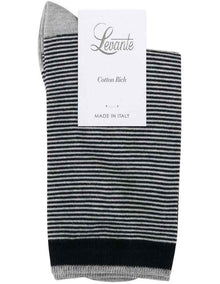 Lina Fine Stripe Crew Sock in Black