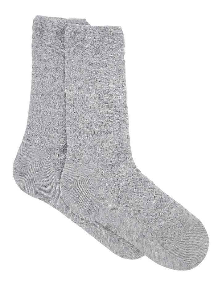 100% Textured Cotton Sock in Grey Marle