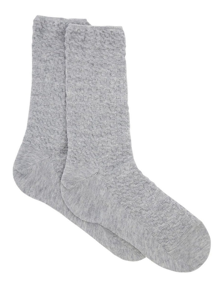 100% Textured Cotton Sock in Grey Marle