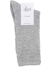 100% Textured Cotton Sock in Grey Marle