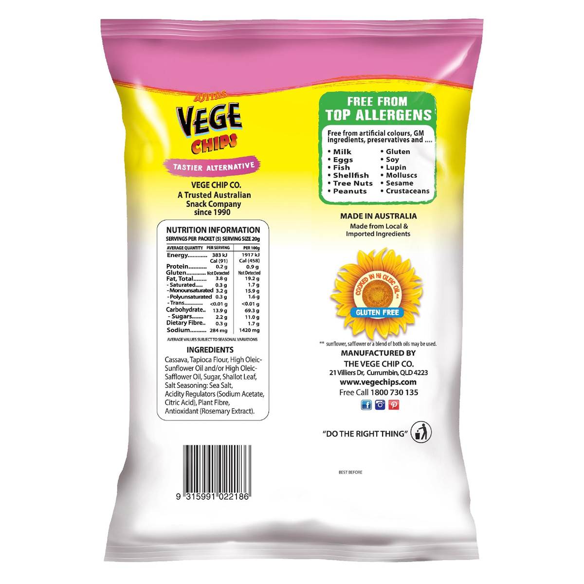 Vege Chips Salt & Vinegar 100g