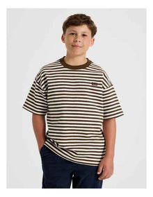 Textured Tee in Brown Stripe