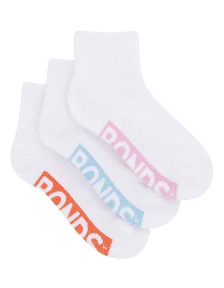 Womens Logo Cushioned Quarter Crew Socks 3 Pack in Pack 23I