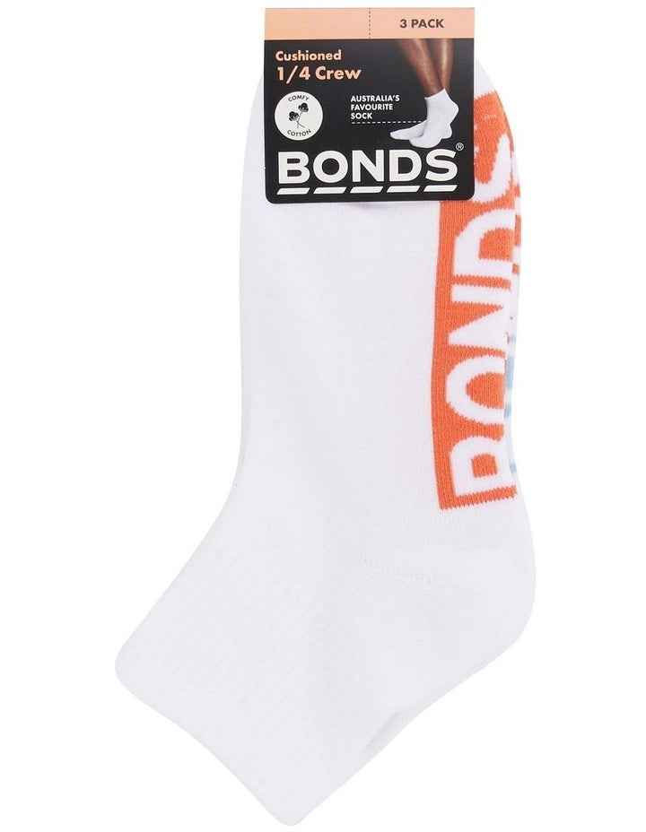 Womens Logo Cushioned Quarter Crew Socks 3 Pack in Pack 23I