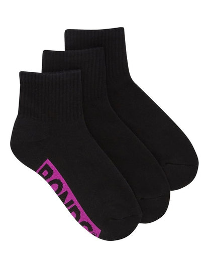 Womens Logo Cushioned Quarter Crew Socks 3 Pack in Pack 24I