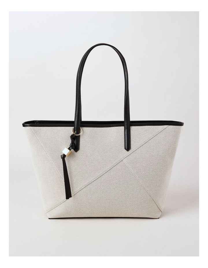 Monica Leather Tote Bag in Natural/Black