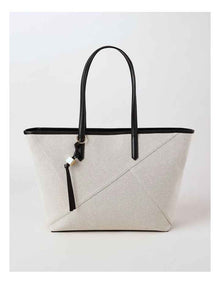 Monica Leather Tote Bag in Natural/Black