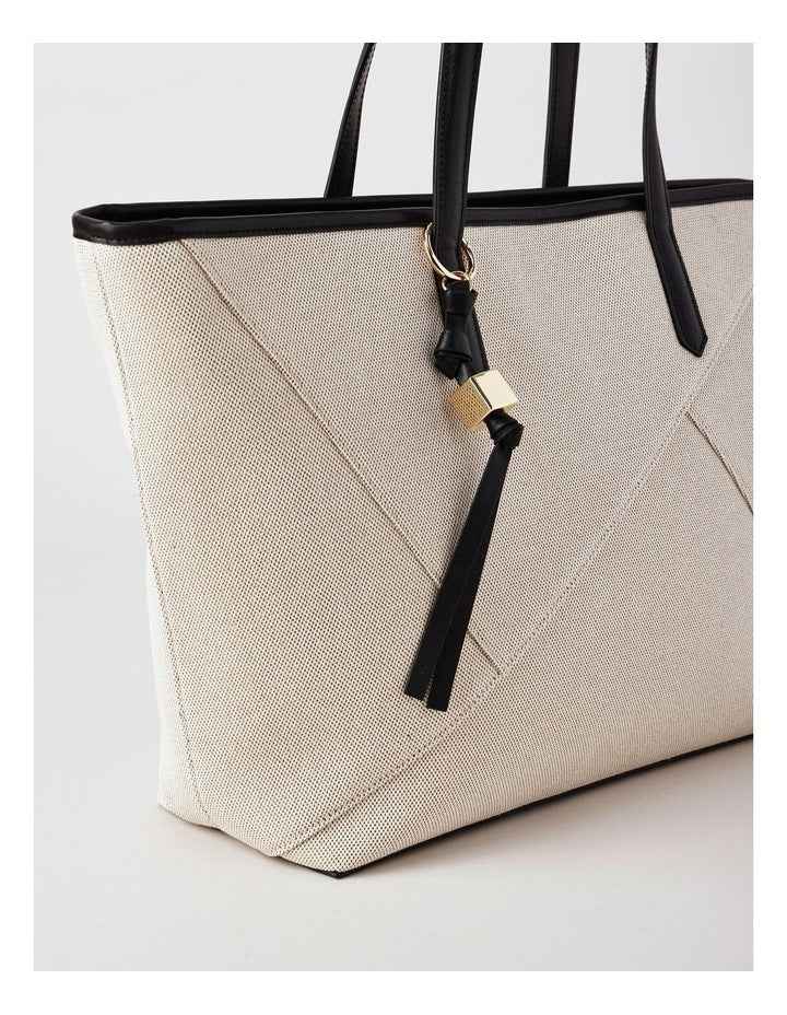 Monica Leather Tote Bag in Natural/Black