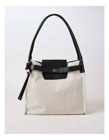 Harper Leather Shoulder Bag in Natural/Black
