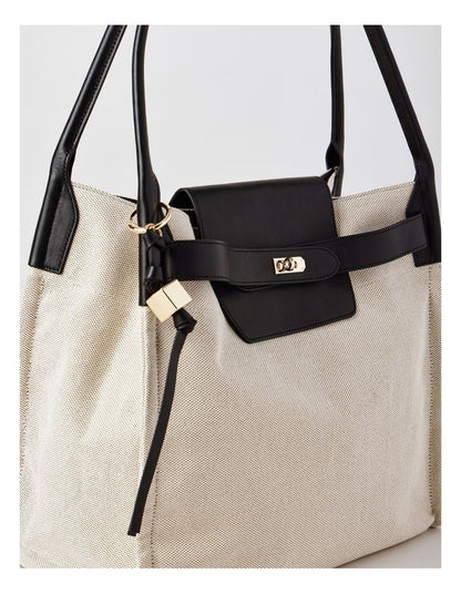 Harper Leather Shoulder Bag in Natural/Black