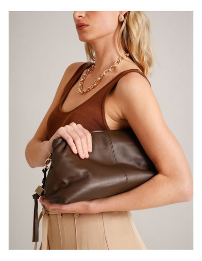 Andrea Leather Clutch Bag in Chocolate