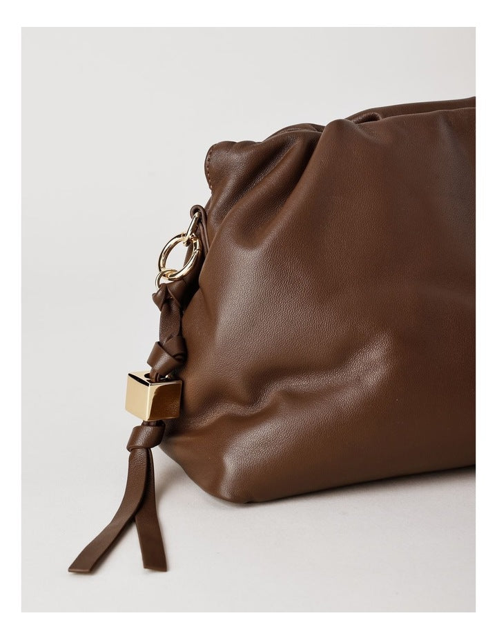 Andrea Leather Clutch Bag in Chocolate