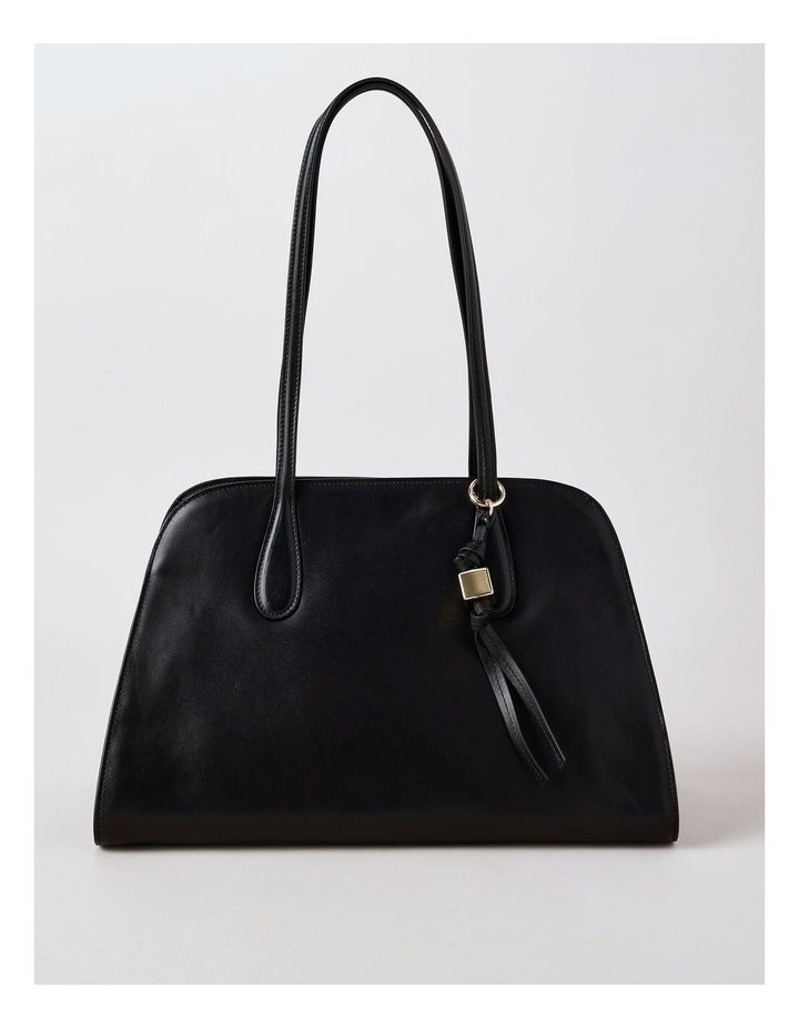 Melrose Leather Tote Bag in Black