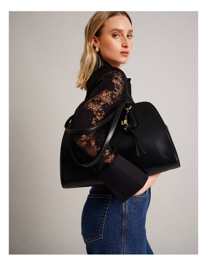 Melrose Leather Tote Bag in Black