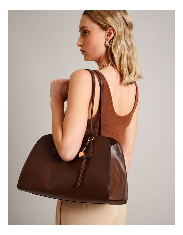 Melrose Leather Tote Bag in Chocolate