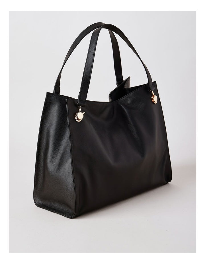 Stevie Leather Tote Bag in Black