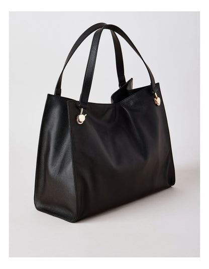 Stevie Leather Tote Bag in Black