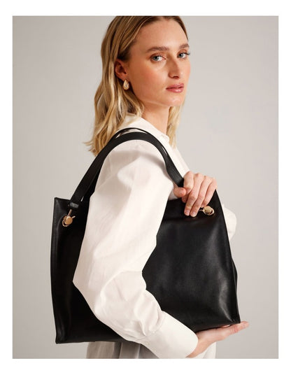 Stevie Leather Tote Bag in Black