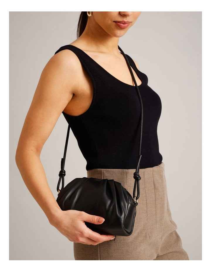 Rosie Leather Crossbody Bag in Black