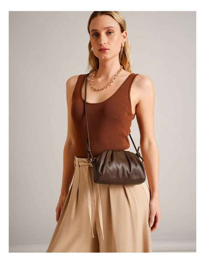 Rosie Leather Crossbody Bag in Chocolate