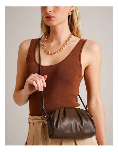 Rosie Leather Crossbody Bag in Chocolate