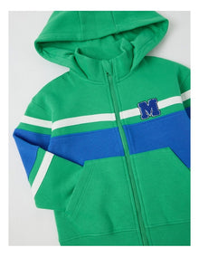 Fleece Zip Thru in Green & Blue