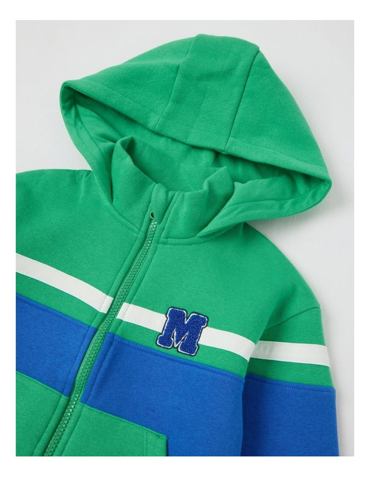 Fleece Zip Thru in Green & Blue