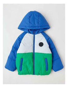 Recycled Puffer Jacket in Blue & Green