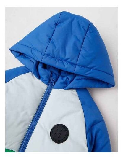 Recycled Puffer Jacket in Blue & Green