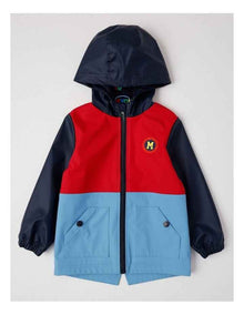 Raincoat with Jersey Lining & Hood in Navy Red & Blue
