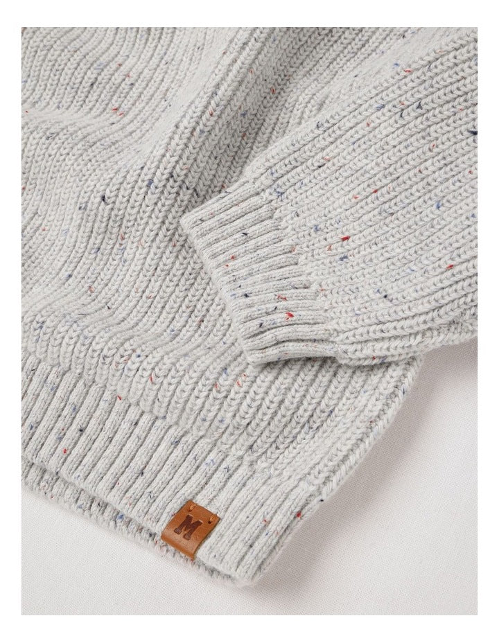 Fishmerman Rib Knit in Textured Grey Marle