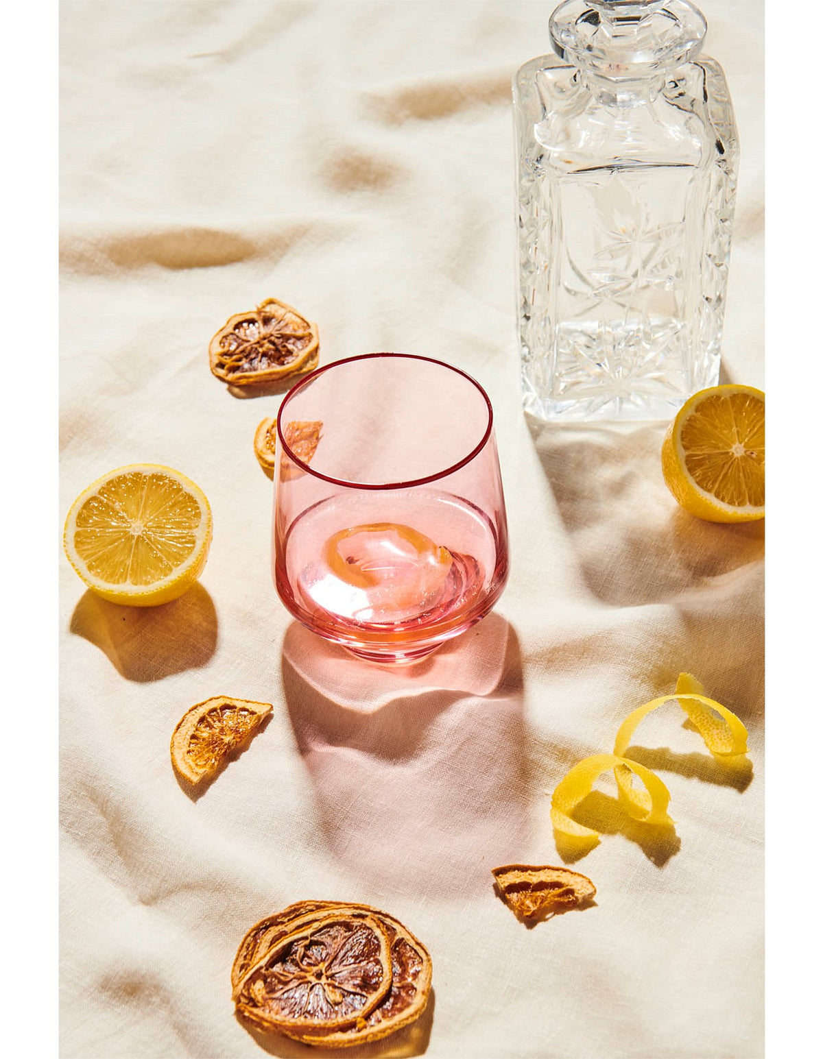 Rose With A Twist 410ml Glass Tumblers Set of 2 Pink Red Rim