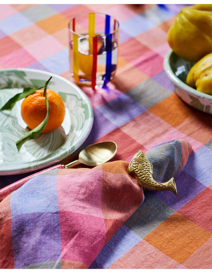 Tutti Frutti 45cm Napkins Set of 4 French Flax Linen Check