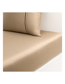 B Linea King Cotton Sateen Fitted Sheet Beige