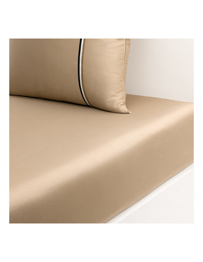 B Linea King Cotton Sateen Fitted Sheet Beige