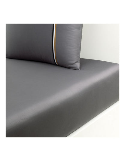 B Linea King Organic Cotton Sateen Fitted Sheet Magnet Grey