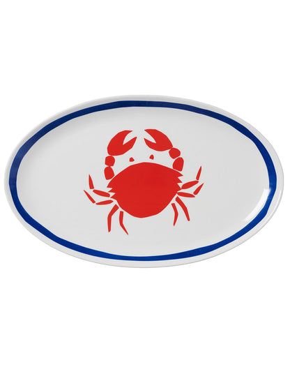 Crab 45cm New Bone China Oval Platter Red Print