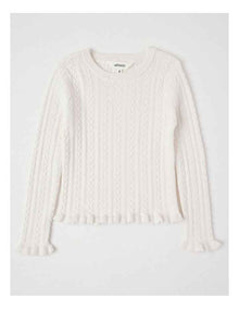 Long Sleeve Cable Knit Top in Cream