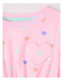 Long Sleeve Fit and Flare Dress in Pink Hearts