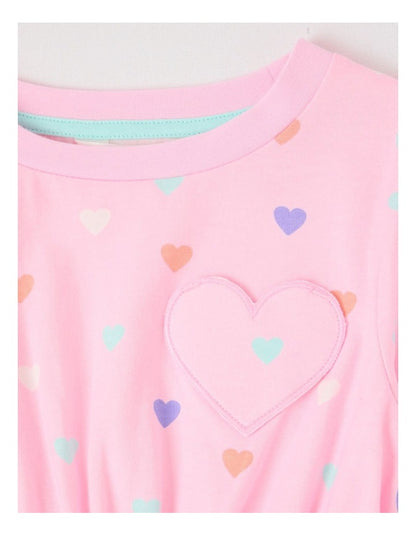 Long Sleeve Fit and Flare Dress in Pink Hearts