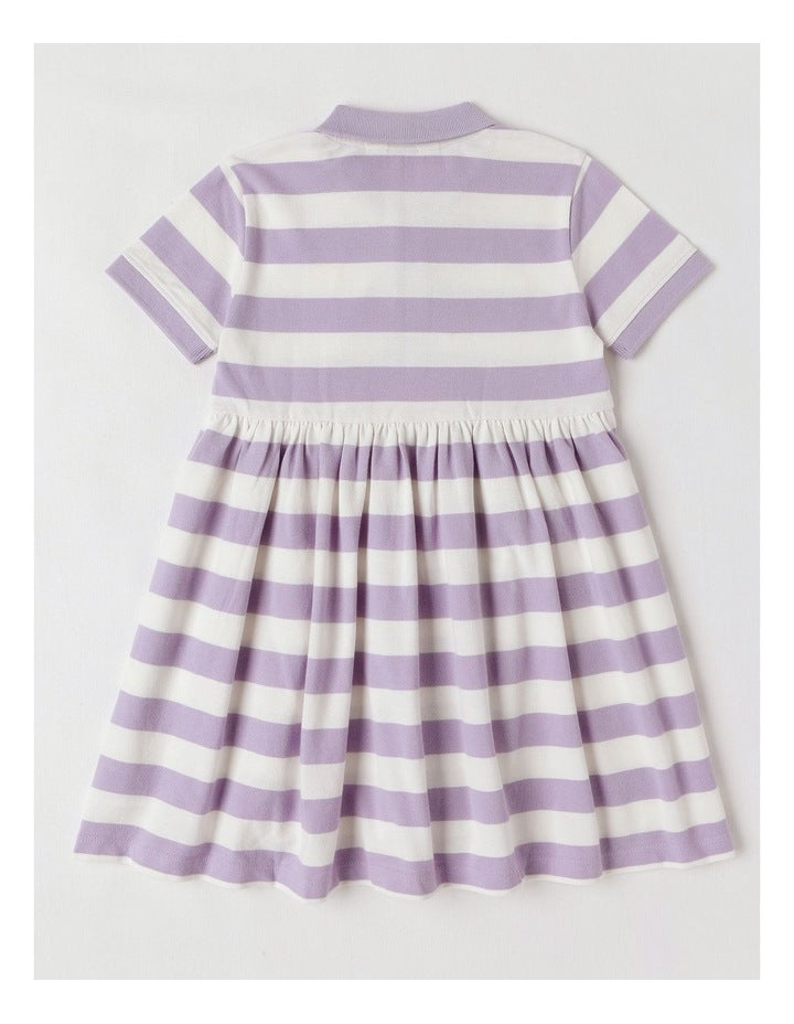 Polo Dress in Purple & Cream Stripe