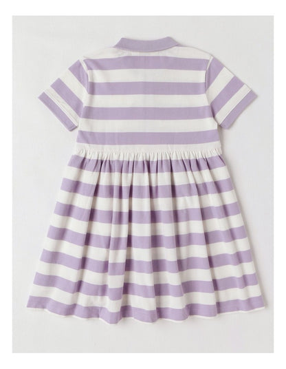 Polo Dress in Purple & Cream Stripe